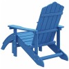 Vízkék hdpe kerti adirondack szék lábtartóval