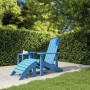 Vízkék hdpe kerti adirondack szék lábtartóval