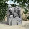 Szürke-fehér polyrattan és tömör fa strandszék párnákkal