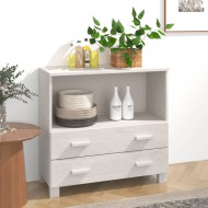 Fehér tömör fenyőfa tálalószekrény 85 x 35 x 80 cm