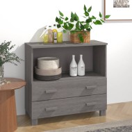 Világosszürke tömör fenyőfa tálalószekrény 85 x 35 x 80 cm