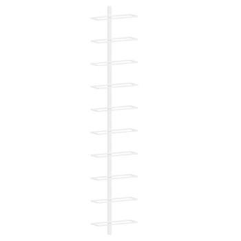 Fehér fém falra szerelhető bortartó állvány 10 palacknak