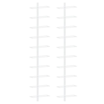 Fehér fém falra szerelhető bortartó állvány 10 palacknak