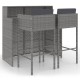 3 részes szürke polyrattan kerti bárszett párnákkal