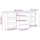 3 db tömör fenyőfa kisszekrény
