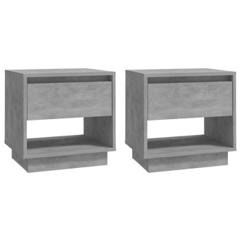 2 db betonszürke szerelt fa éjjeliszekrény 45x34x44 cm