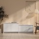 Magasfényű fehér forgácslap tv-szekrény 146,5 x 35 x 50 cm Magasfényű fehér forgácslap tv-szekrény 146,5 x 35 x 50 cm
