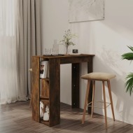 Füstös tölgyszínű forgácslap bárasztal polccal 102x50x103,5 cm