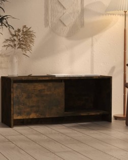 Füstös tölgy színű szerelt fa tv-szekrény 90x35x40 cm