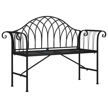 Kétszemélyes fekete acél kerti pad 128 cm