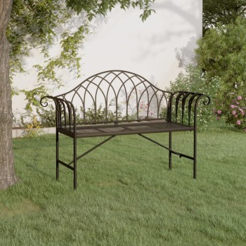 Kétszemélyes fekete acél kerti pad 128 cm
