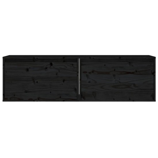 2 darab fekete tömör fenyőfa faliszekrény 60 x 30 x 35 cm