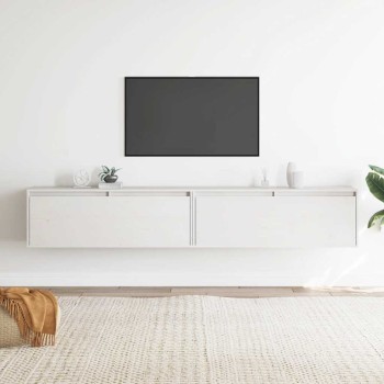 2 darab fehér tömör fenyőfa faliszekrény 100 x 30 x 35 cm