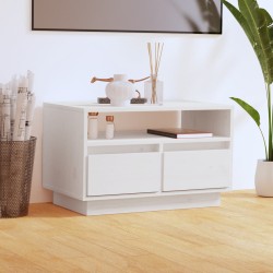 Fehér tömör fenyőfa tv-szekrény 60 x 35 x 37 cm