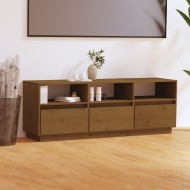 Mézbarna tömör fenyőfa tv-szekrény 140 x 37 x 50 cm