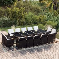 15 részes szürke polyrattan kerti étkezőgarnitúra párnákkal