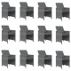 13 részes szürke polyrattan kerti étkezőgarnitúra párnákkal