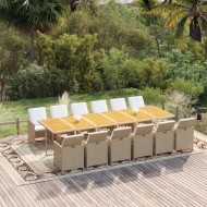 13 részes bézs polyrattan kerti étkezőgarnitúra párnákkal