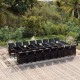 17 részes fekete polyrattan kerti étkezőgarnitúra párnákkal