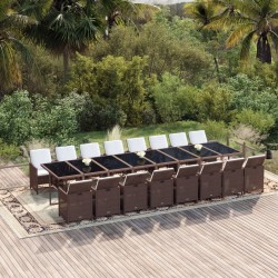 17 részes barna polyrattan kerti étkezőgarnitúra párnákkal