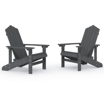 2 db antracitszürke hdpe kerti adirondack szék