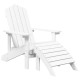 2 db fehér hdpe kerti adirondack szék lábtartóval