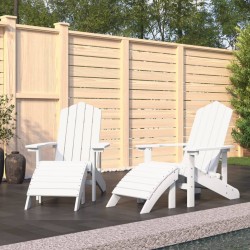 2 db fehér hdpe kerti adirondack szék lábtartóval