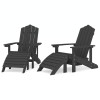 2 db antracitszürke hdpe kerti adirondack szék lábtartóval