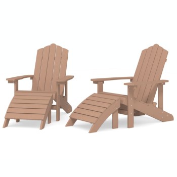 2 db barna hdpe kerti adirondack szék lábtartóval