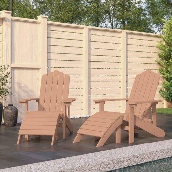 2 db barna hdpe kerti adirondack szék lábtartóval