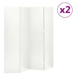 2 db fehér acél 4-paneles térelválasztó 160 x 180 cm