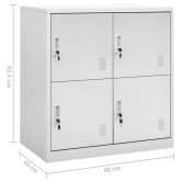 2 db világosszürke acél zárható szekrény 90 x 45 x 92,5 cm