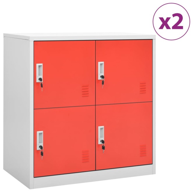 2 db világosszürke-piros acél zárható szekrény 90x45x92,5 cm 2 db világosszürke-piros acél zárható szekrény 90x45x92,5 cm
