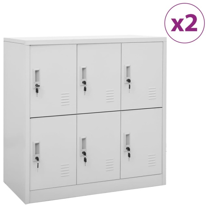 2 db világosszürke acél zárható szekrény 90 x 45 x 92,5 cm 2 db világosszürke acél zárható szekrény 90 x 45 x 92,5 cm