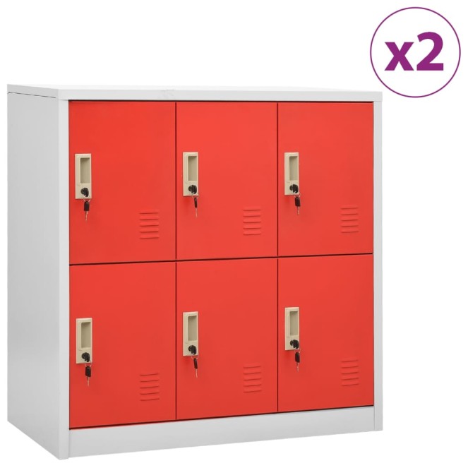 2 db világosszürke-piros acél zárható szekrény 90x45x92,5 cm 2 db világosszürke-piros acél zárható szekrény 90x45x92,5 cm
