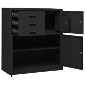 Antracitszürke acél irodai szekrény ültetőládával 90x40x125 cm Antracitszürke acél irodai szekrény ültetőládával 90x40x125 cm