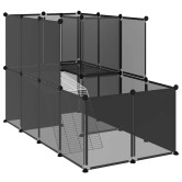 Fekete polipropilén és acél kisállatketrec 142 x 74 x 93 cm