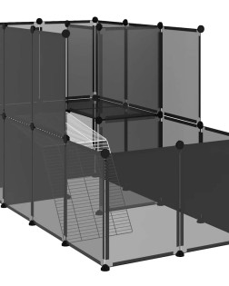 Fekete polipropilén és acél kisállatketrec 142 x 74 x 93 cm