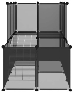 Fekete polipropilén és acél kisállatketrec 142 x 74 x 93 cm
