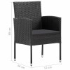 2 db fekete polyrattan kerti szék fekete párnákkal