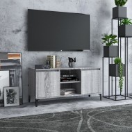 Szürke sonoma színű tv-szekrény fémlábakkal 103,5 x 35 x 50 cm