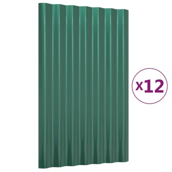 12 db zöld horganyzott acél tetőpanel 60 x 36 cm