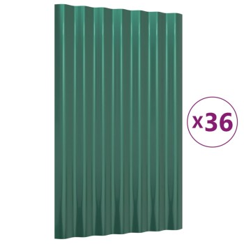 36 db zöld horganyzott acél tetőpanel 60x36 cm