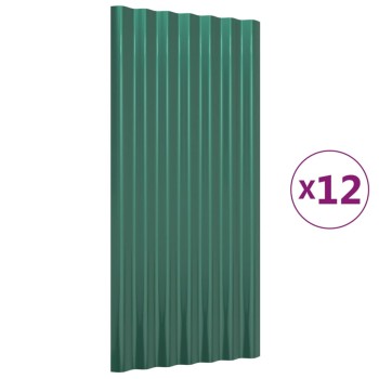 12 db zöld horganyzott acél tetőpanel 80x36 cm