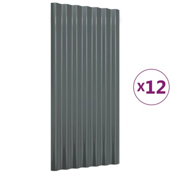 12 db antracitszürke horganyzott acél tetőpanel 80x36 cm