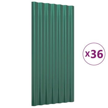 36 db zöld horganyzott acél tetőpanel 80 x 36 cm