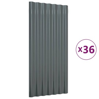 36 db antracitszürke horganyzott acél tetőpanel 80x36 cm