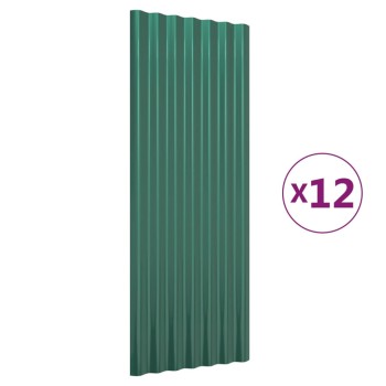 12 db zöld horganyzott acél tetőpanel 100 x 36 cm