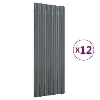 12 db antracitszürke horganyzott acél tetőpanel 100 x 36 cm