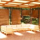 10 részes fenyőfa kerti ülőgarnitúra krémszínű párnákkal